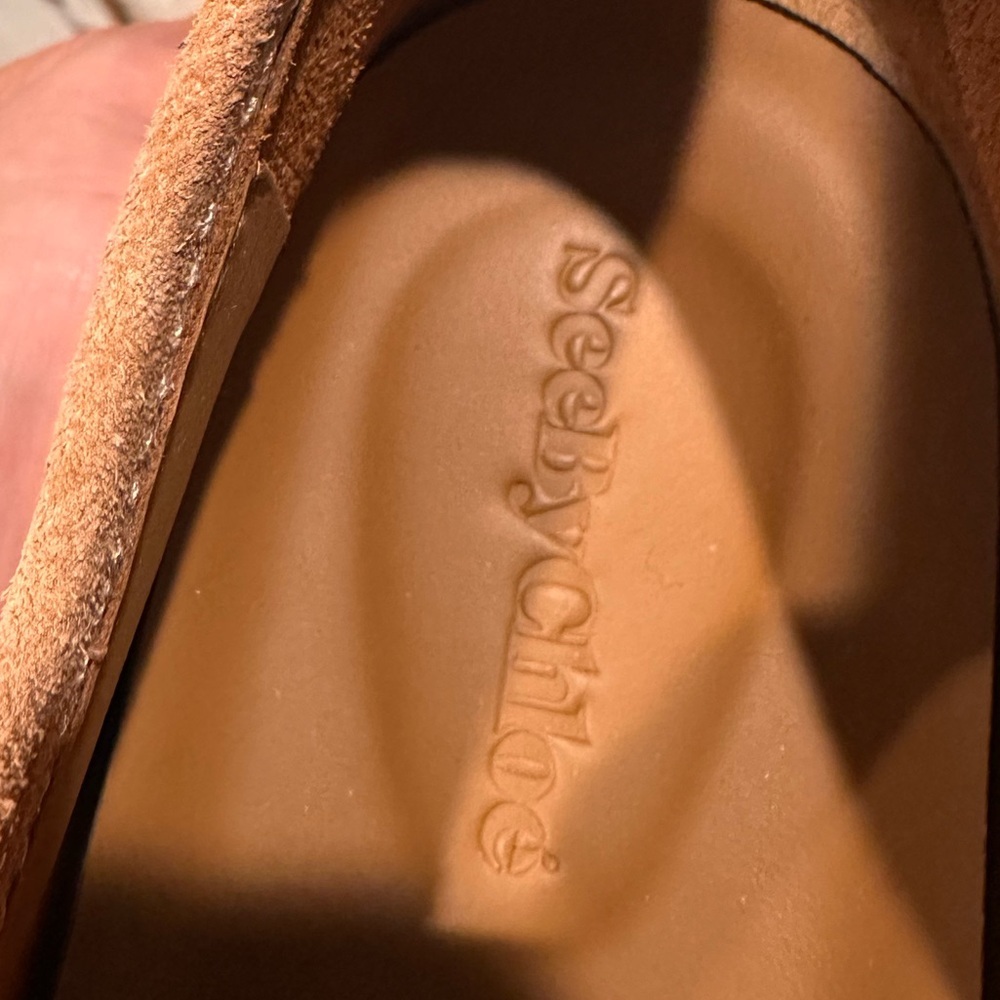 SEE BY CHLOE SIZE 38 USA 7/5 Brown Suede Slip-On Sneakers with Floral Design - Picture 8 of 11